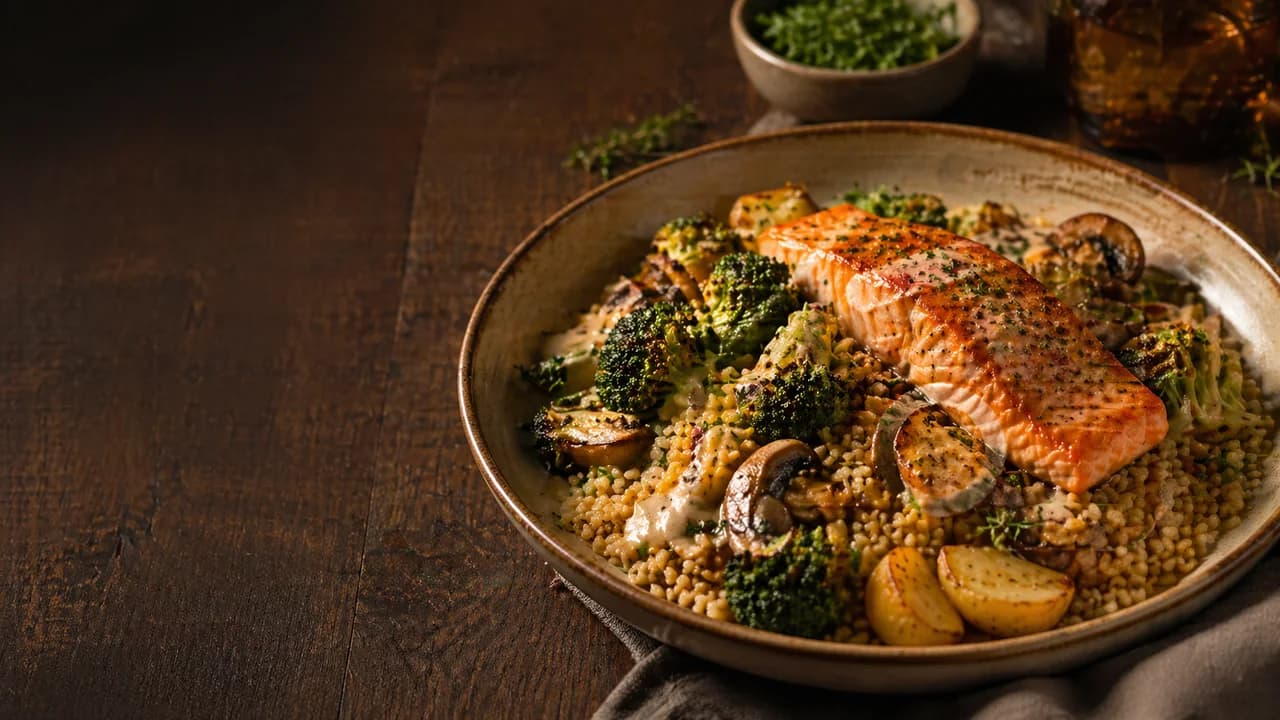 Теплый вечерний боул с курицей и брокколи